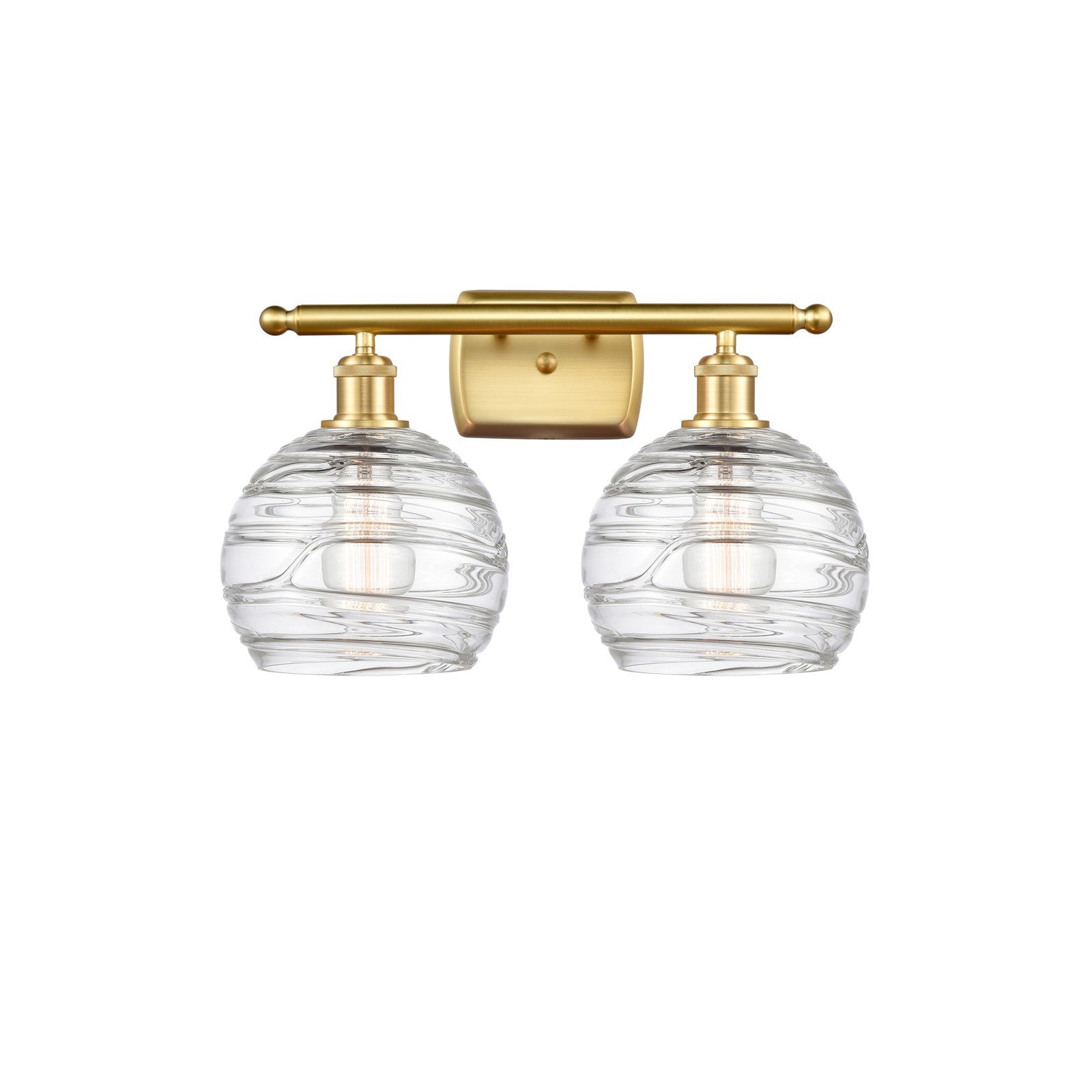 Innovations Athens Deco Swirl 18in 2-Light Bath Vanity | Industrial Satin Gold and Clear Glass | Bathroom & Powder Room | Model 516-2W-SG-G1213-8CL