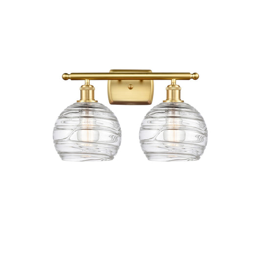 Innovations Athens Deco Swirl 18in 2-Light Bath Vanity | Industrial Satin Gold and Clear Glass | Bathroom & Powder Room | Model 516-2W-SG-G1213-8CL