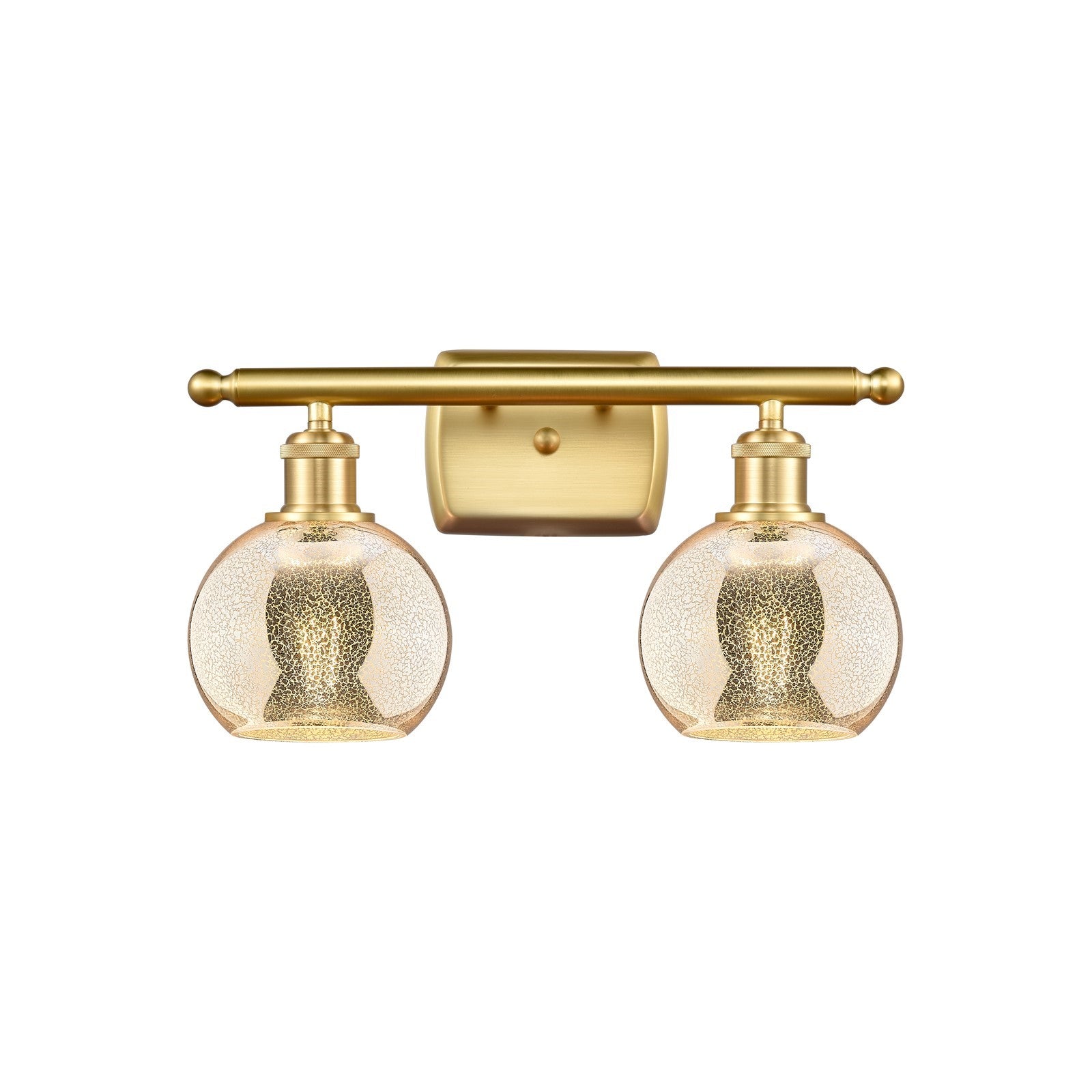 Innovations Athens 16in 2-Light Bath Vanity | Industrial Satin Gold and Mercury Glass | Bathroom & Powder Room | Model 516-2W-SG-G128-6