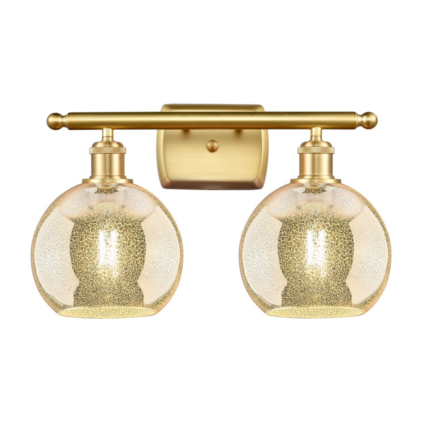 Innovations Athens 18in 2-Light Bath Vanity Light | Industrial Satin Gold and Mercury Glass | Bathroom Vanity | 18 x 11 in | Model 516-2W-SG-G128-8