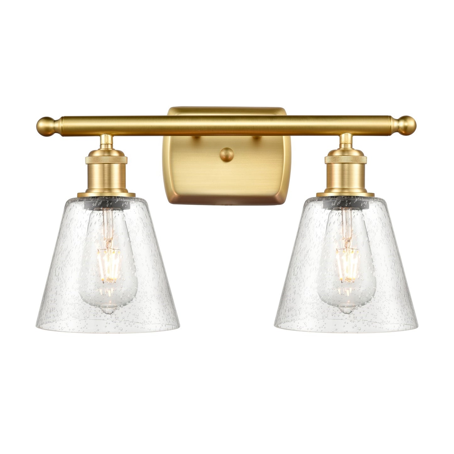 Innovations Caton 16in 2-Light Bath Vanity Light | Industrial Satin Gold and Frosted Glass | Bathroom Vanity | 16 x 9 in | Model 516-2W-SG-G454