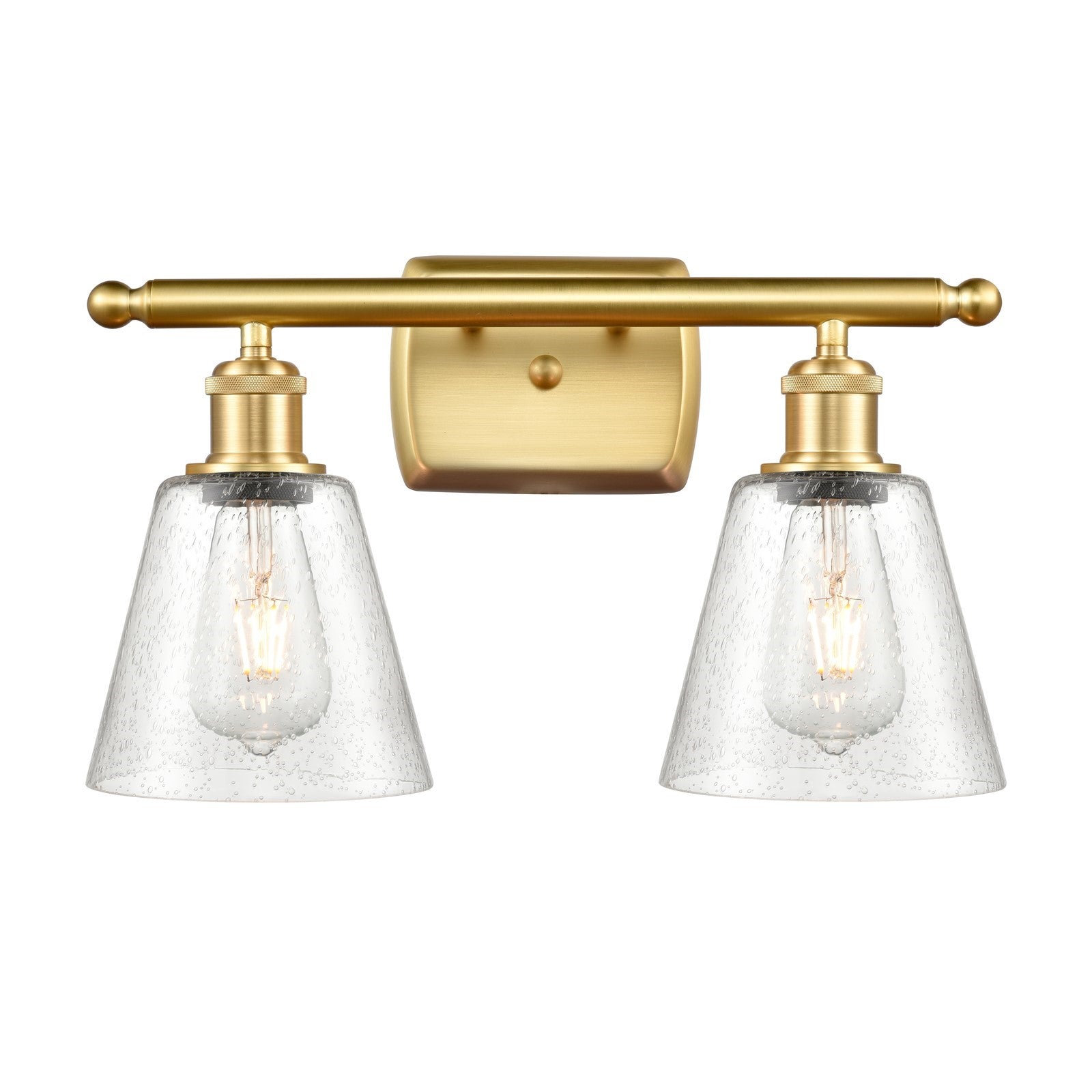 Innovations Caton 16in 2-Light Bath Vanity Light | Industrial Satin Gold and Frosted Glass | Bathroom Vanity | 16 x 9 in | Model 516-2W-SG-G454