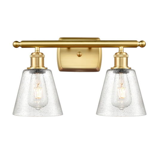 Innovations Caton 16in 2-Light Bath Vanity Light | Industrial Satin Gold and Frosted Glass | Bathroom Vanity | 16 x 9 in | Model 516-2W-SG-G454