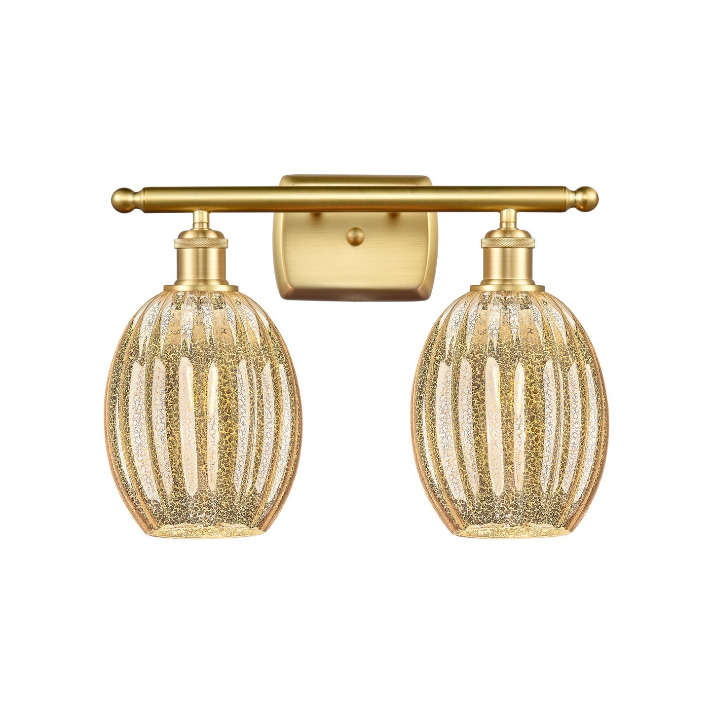 Innovations Preston Bulb 16in 2-Light Bath Vanity Light | Industrial Satin Gold and Mercury Glass | Bathroom Vanity | Model 516-2W-SG-G459-6ME