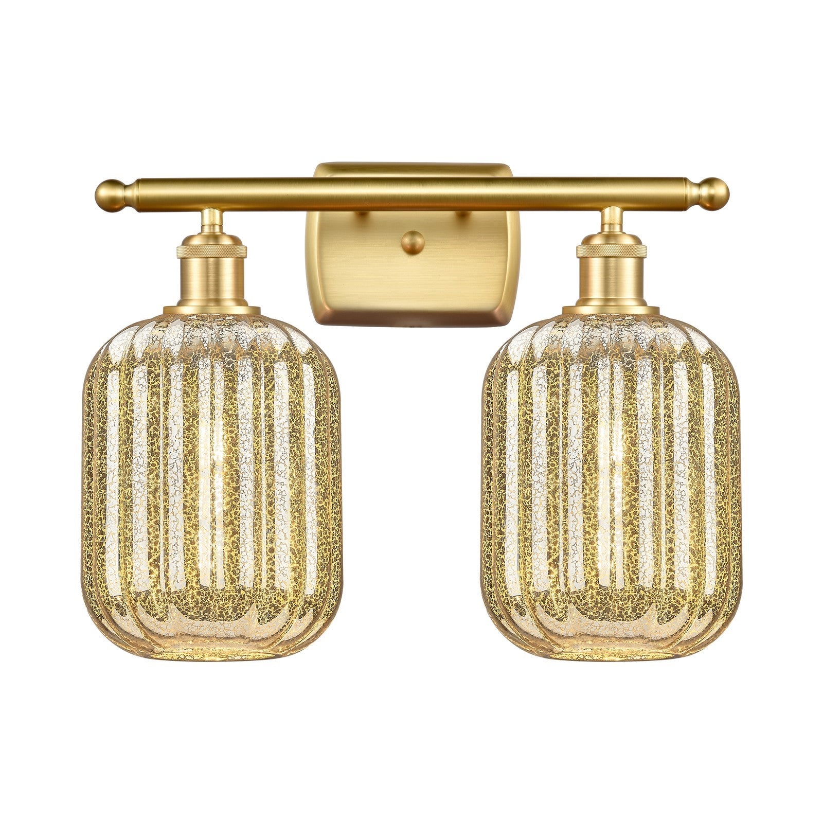 Innovations Preston Cylinder 17in 2-Light Bath Vanity | Industrial Satin Gold and Mercury Glass | Bathroom & Powder Room | Model 516-2W-SG-G460-7ME
