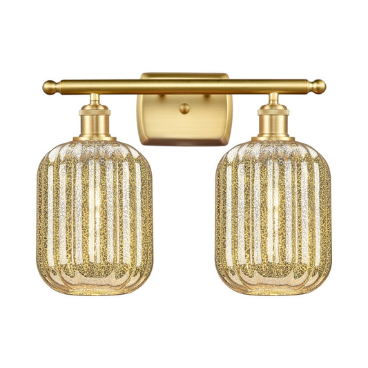 Innovations Preston Cylinder 17in 2-Light Bath Vanity | Industrial Satin Gold and Mercury Glass | Bathroom & Powder Room | Model 516-2W-SG-G460-7ME