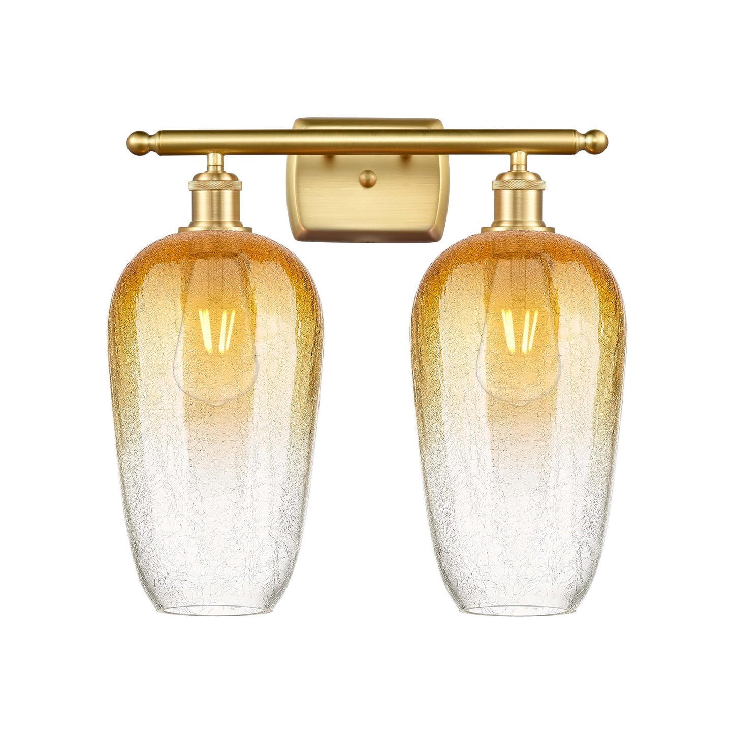 Innovations Brookhaven Flute 17in 2-Light Bath Vanity | Industrial Satin Gold and Amber Glass | Bathroom & Powder Room | Model 516-2W-SG-G484-7AM