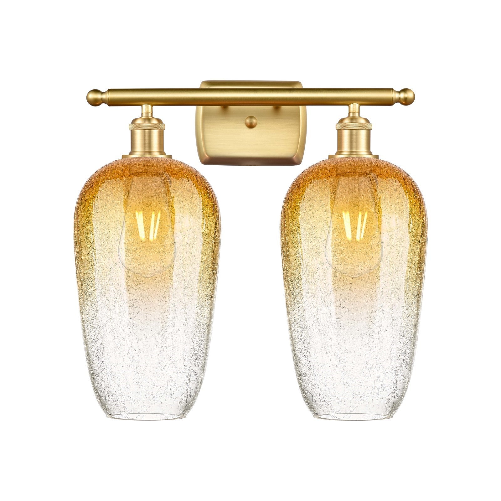 Innovations Brookhaven Flute 17in 2-Light Bath Vanity | Industrial Satin Gold and Amber Glass | Bathroom & Powder Room | Model 516-2W-SG-G484-7AM