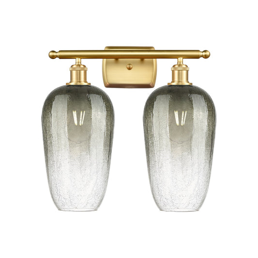 Innovations Brookhaven Flute 17in 2-Light Bath Vanity | Industrial Satin Gold and Slate Glass | Bathroom & Powder Room | Model 516-2W-SG-G484-7SL