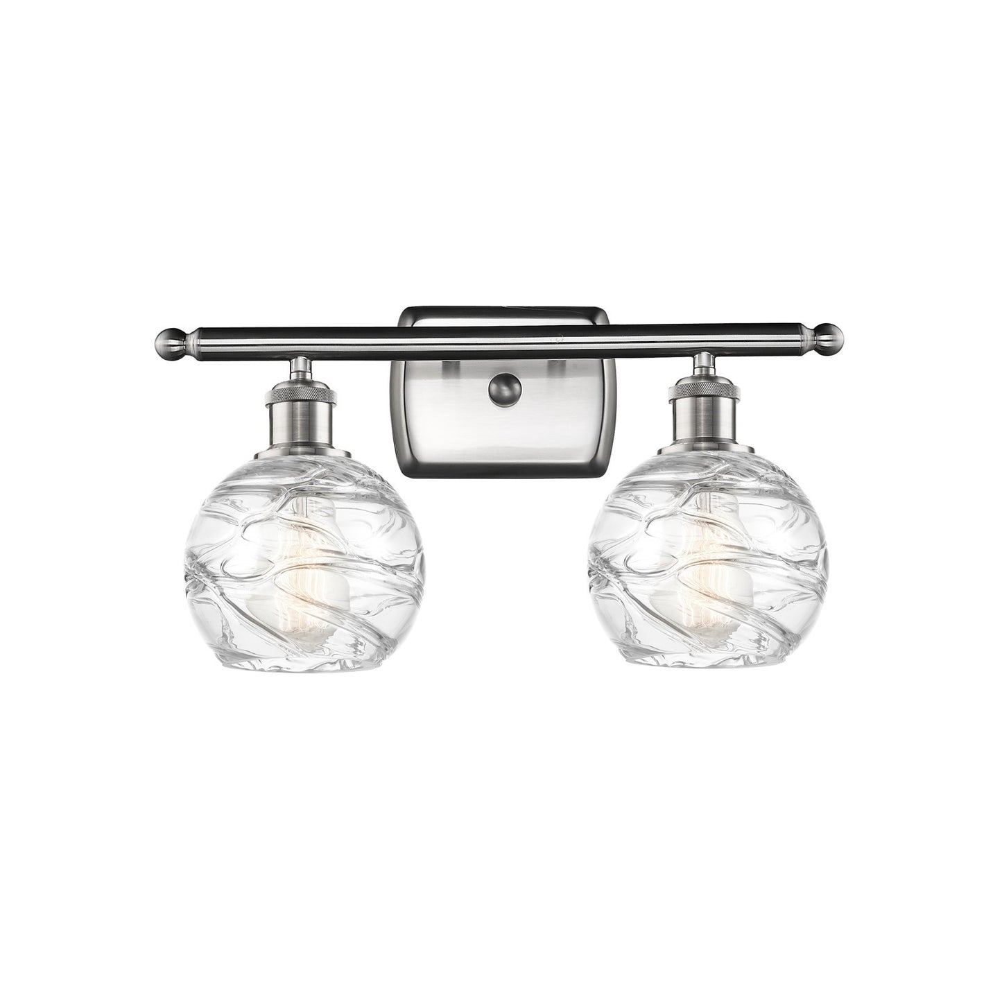 Innovations Athens Deco Swirl 16in 2-Light Bath Vanity Light | Industrial Brushed Satin Nickel and Clear Glass | Bathroom | Model 516-2W-SN-G1213-6CL