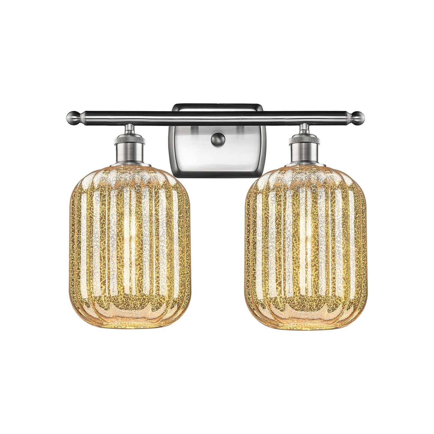 Innovations Preston Cylinder 17in 2-Light Bath Vanity | Industrial Brushed Satin Nickel and Mercury Glass | Bathroom | Model 516-2W-SN-G460-7ME
