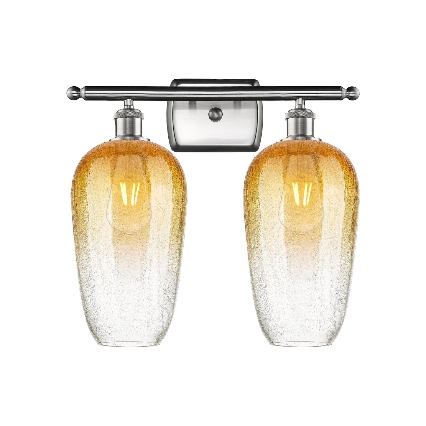 Innovations Brookhaven Flute 17in 2-Light Bath Vanity | Industrial Brushed Satin Nickel and Amber Glass | Bathroom | Model 516-2W-SN-G484-7AM