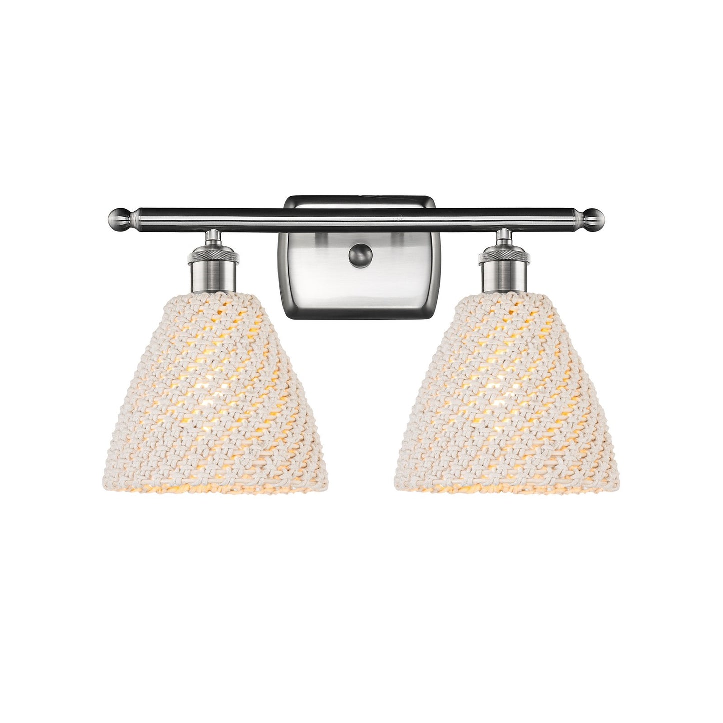 Innovations Bristol Natural 18in 2-Light Bath Vanity | Industrial Brushed Satin Nickel and Natural Fiber | Bathroom | Model 516-2W-SN-NBD-75-NAT