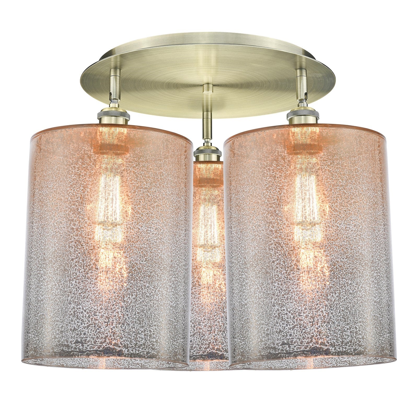 Innovations Cobbleskill 21in 3-Light Semi-Flush | Industrial Antique Brass and Mercury Glass | Kitchen & Hallway | Model 516-3C-AB-G116-L