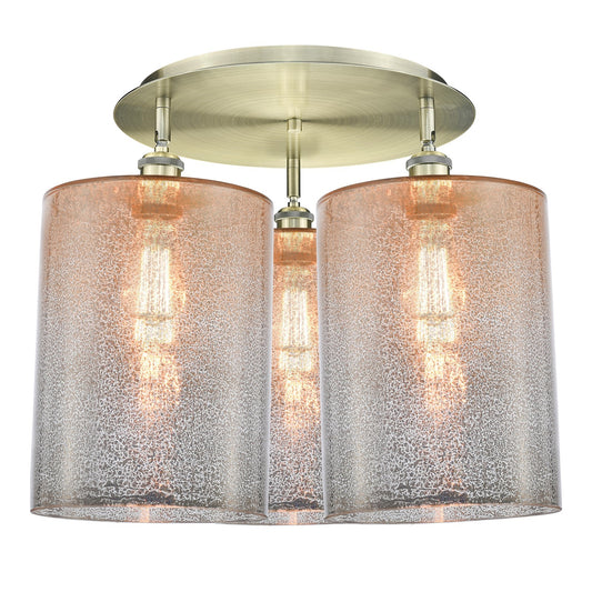 Innovations Cobbleskill 21in 3-Light Semi-Flush | Industrial Antique Brass and Mercury Glass | Kitchen & Hallway | Model 516-3C-AB-G116-L