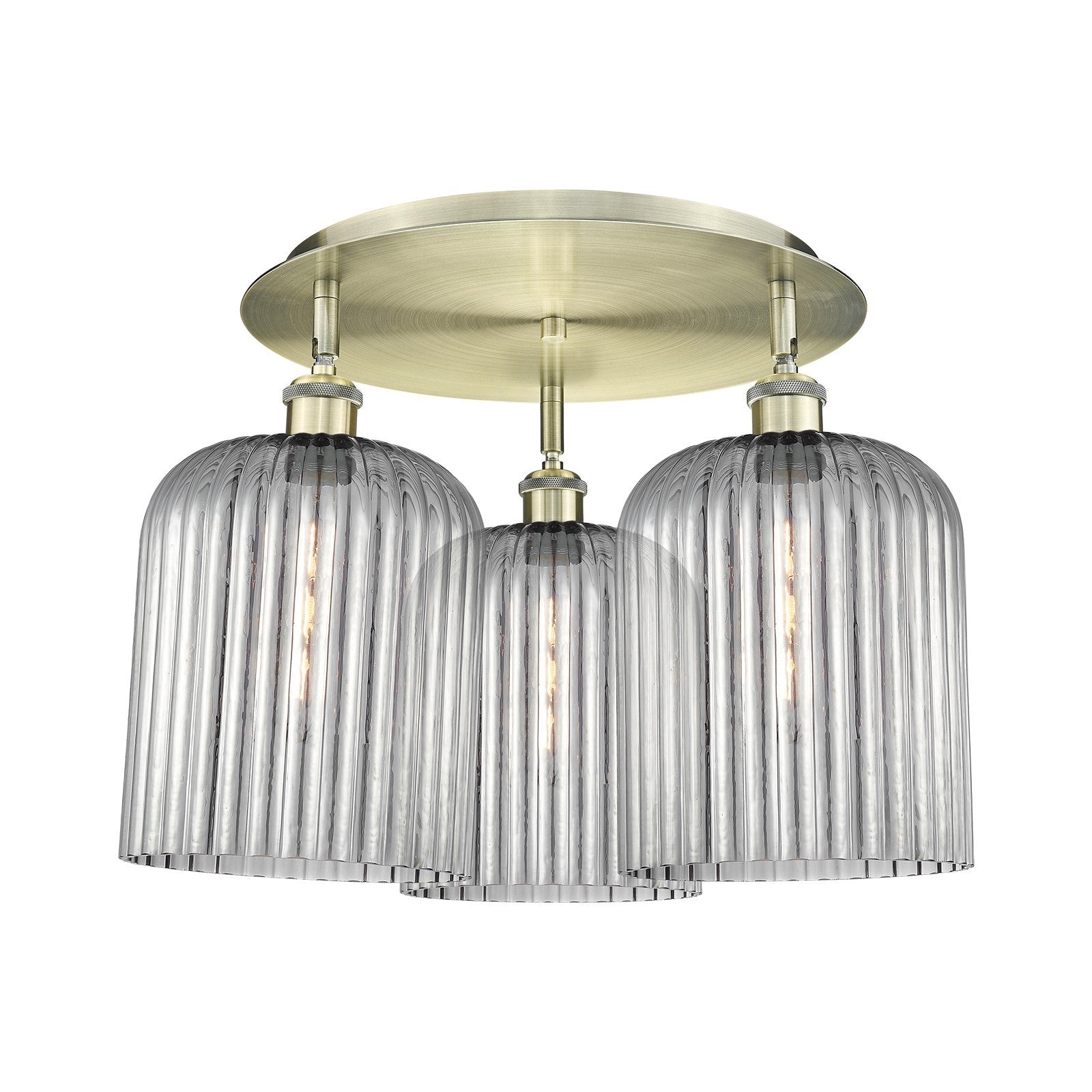 Innovations Bridal Veil 17in 3-Light Semi-Flush Mount | Art Nouveau Antique Brass and Light Smoke Glass | Kitchen Island | Model 516-3C-AB-G559-8SM