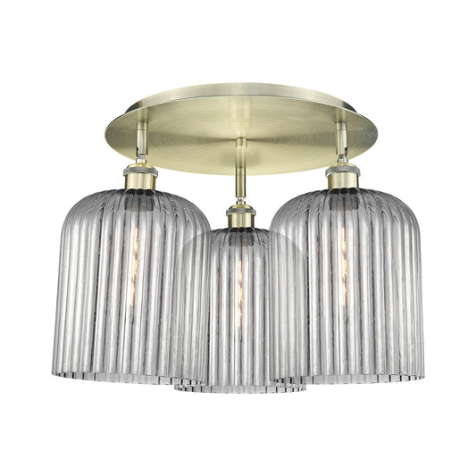 Innovations Bridal Veil 17in 3-Light Semi-Flush Mount | Art Nouveau Antique Brass and Light Smoke Glass | Kitchen Island | Model 516-3C-AB-G559-8SM