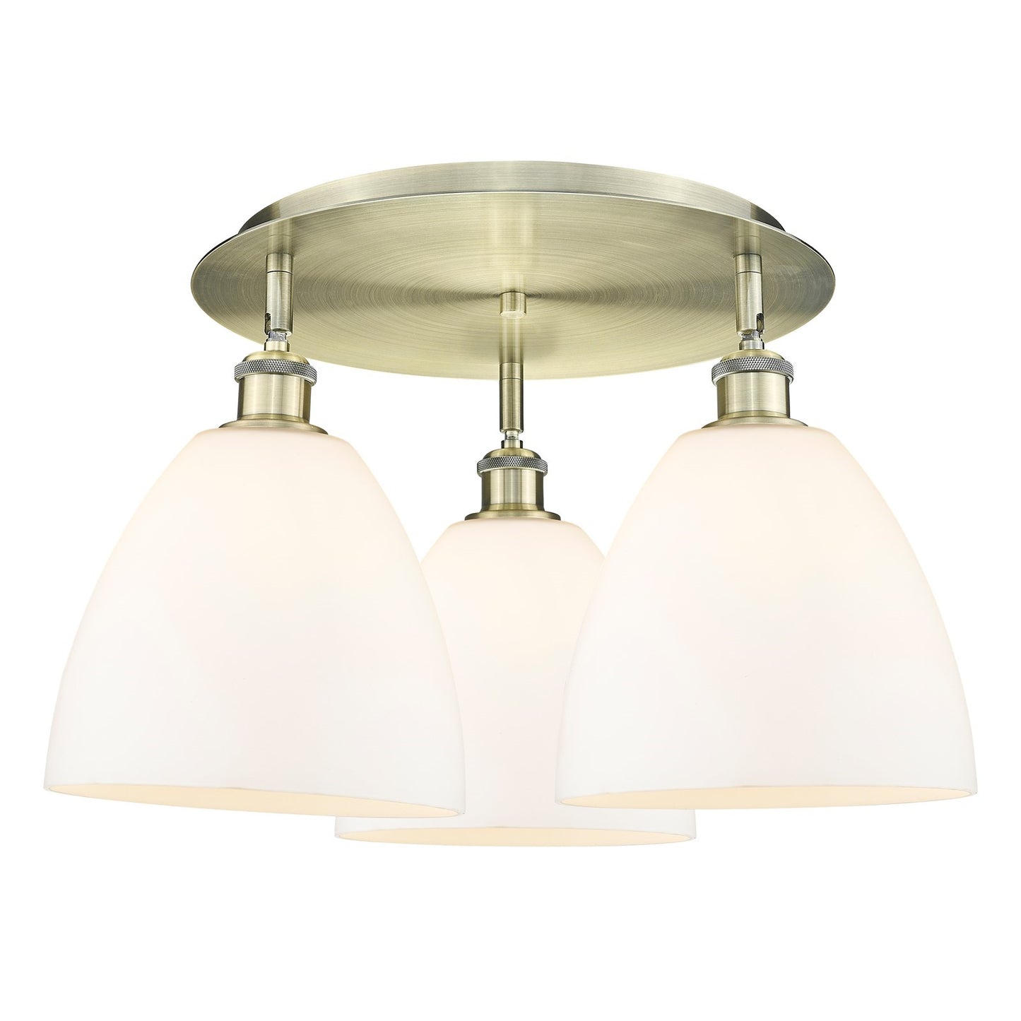 Innovations Bristol 21in 3-Light Semi-Flush Mount | Industrial Antique Brass and Matte White Glass | Kitchen Island & Dining | Model 516-3C-AB-GBD-91