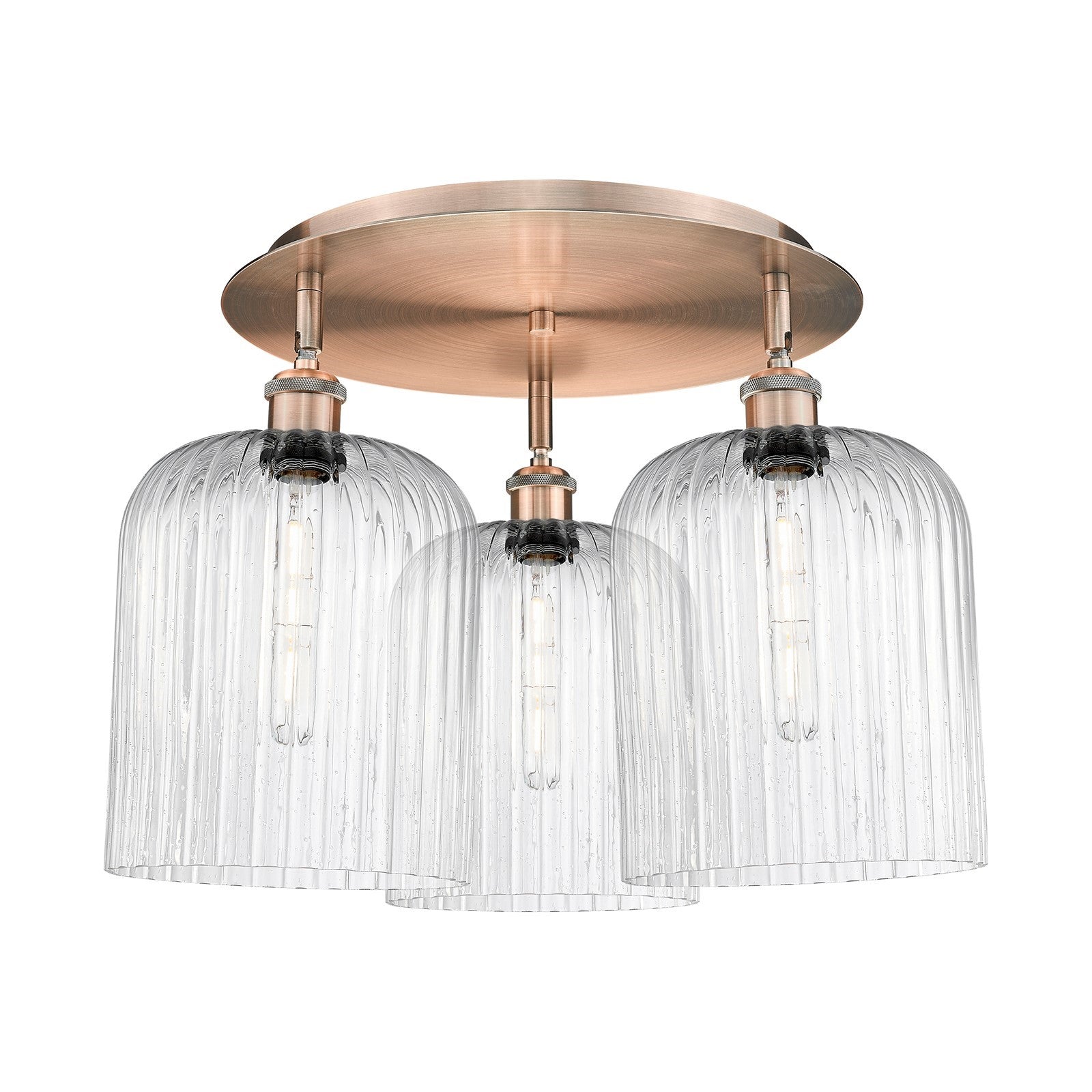 Innovations Bridal Veil 17in 3-Light Semi-Flush | Art Nouveau Antique Copper and Seedy Glass | Kitchen & Dining Room | Model 516-3C-AC-G559-8SDY
