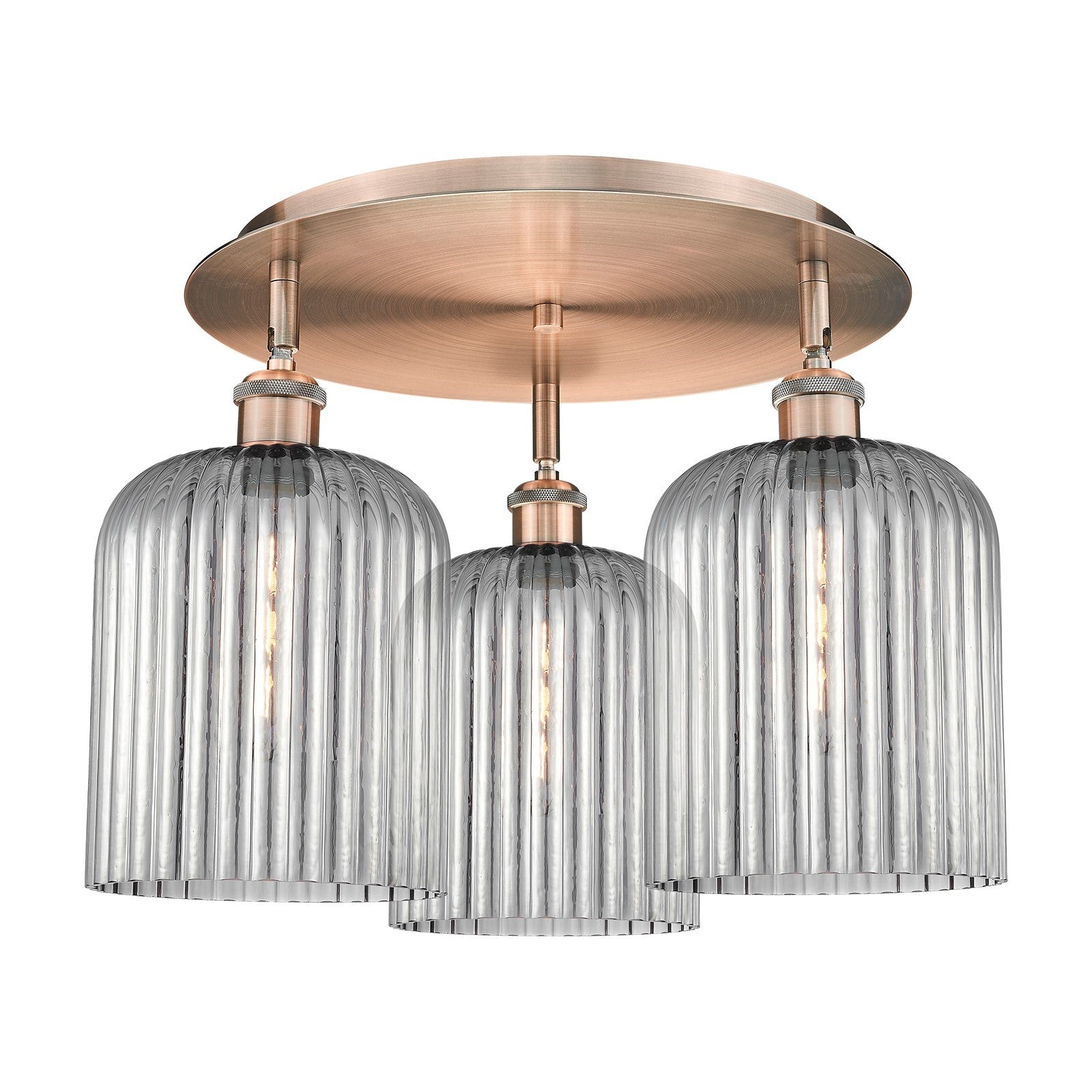 Innovations Bridal Veil 17in 3-Light Semi-Flush Mount | Art Nouveau Antique Copper and Light Smoke Glass | Bedroom | Model 516-3C-AC-G559-8SM