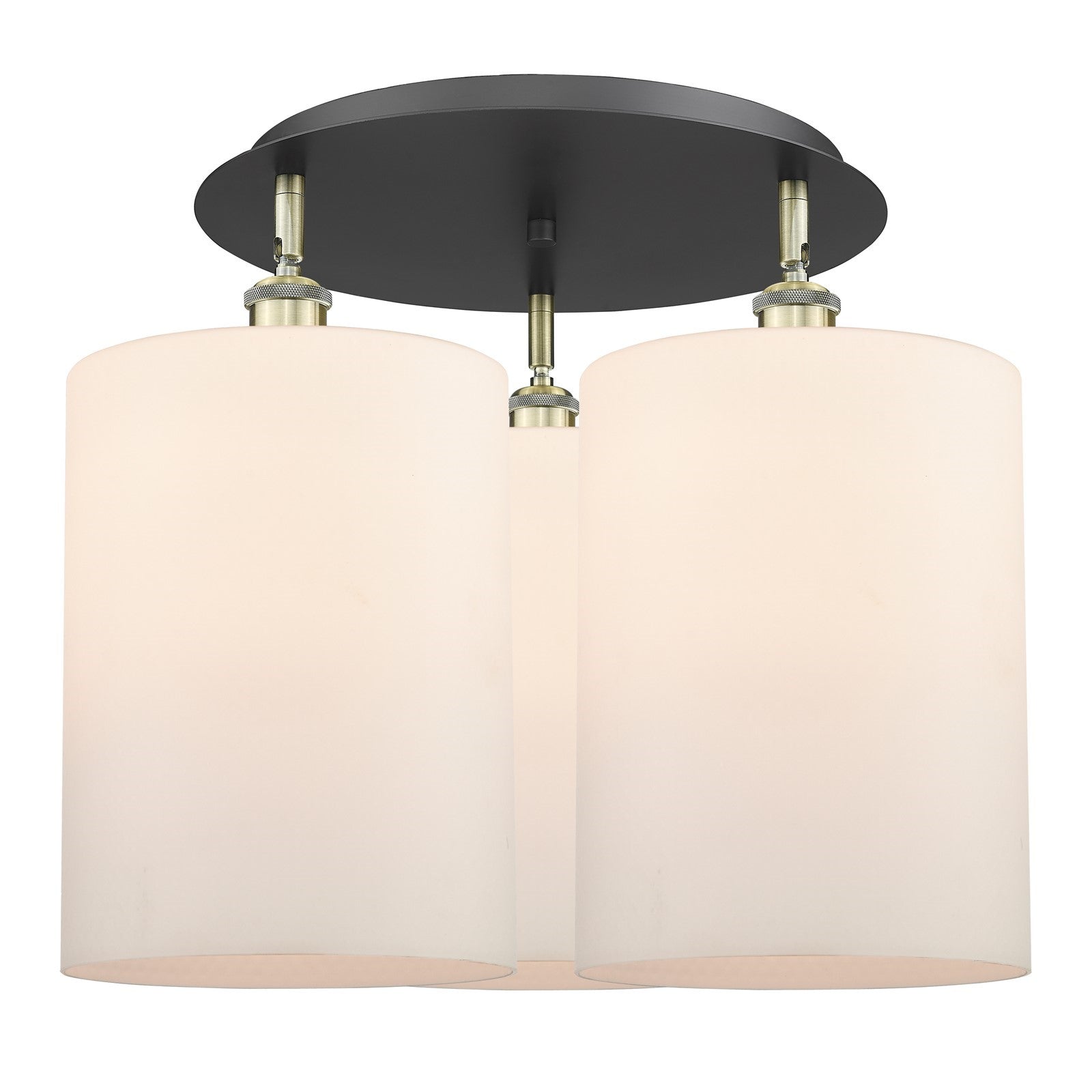 Innovations Cobbleskill 21in 3-Light Semi-Flush | Industrial Black Antique Brass and Matte White Glass | Kitchen & Dining | Model 516-3C-BAB-G111-L