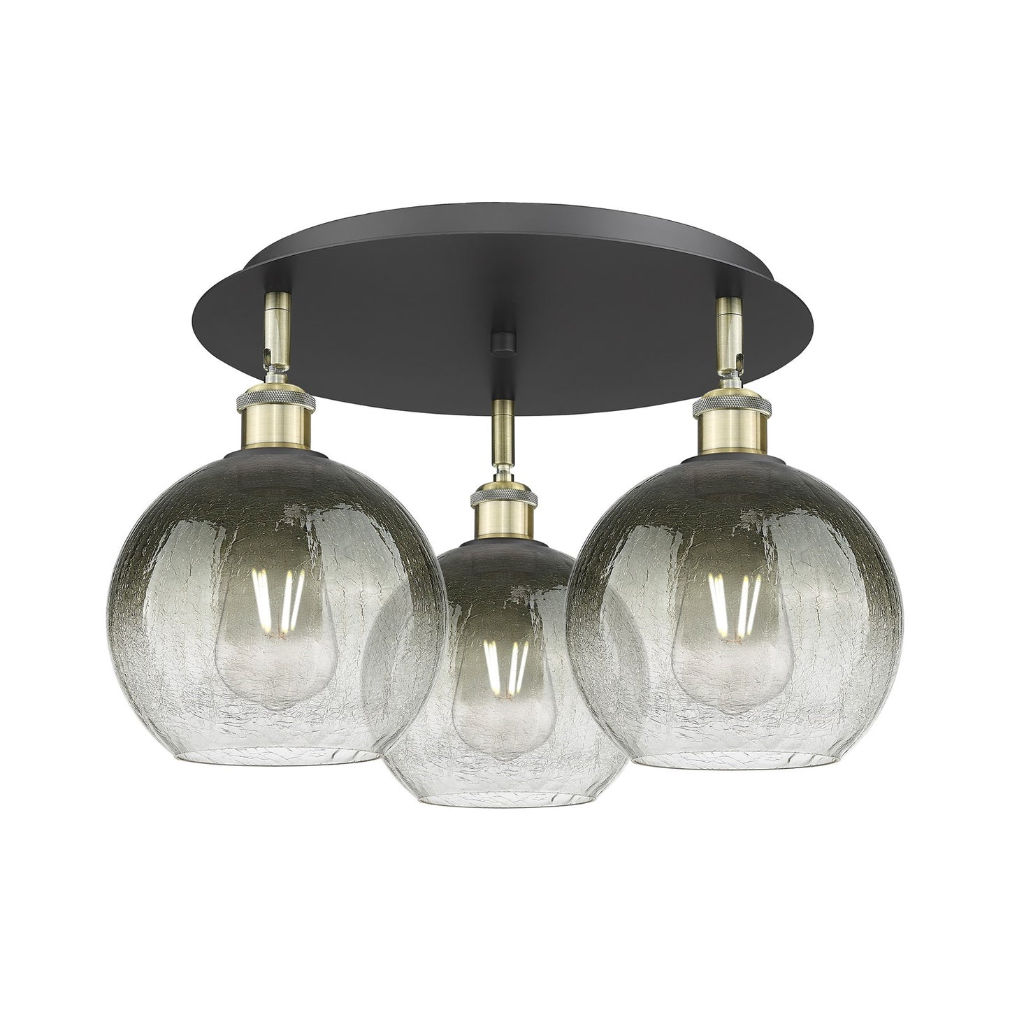 Innovations Brookhaven Globe 19.625in 3-Light Semi-Flush | Industrial Black Antique Brass and Slate Glass | Kitchen | Model 516-3C-BAB-G483-8SL