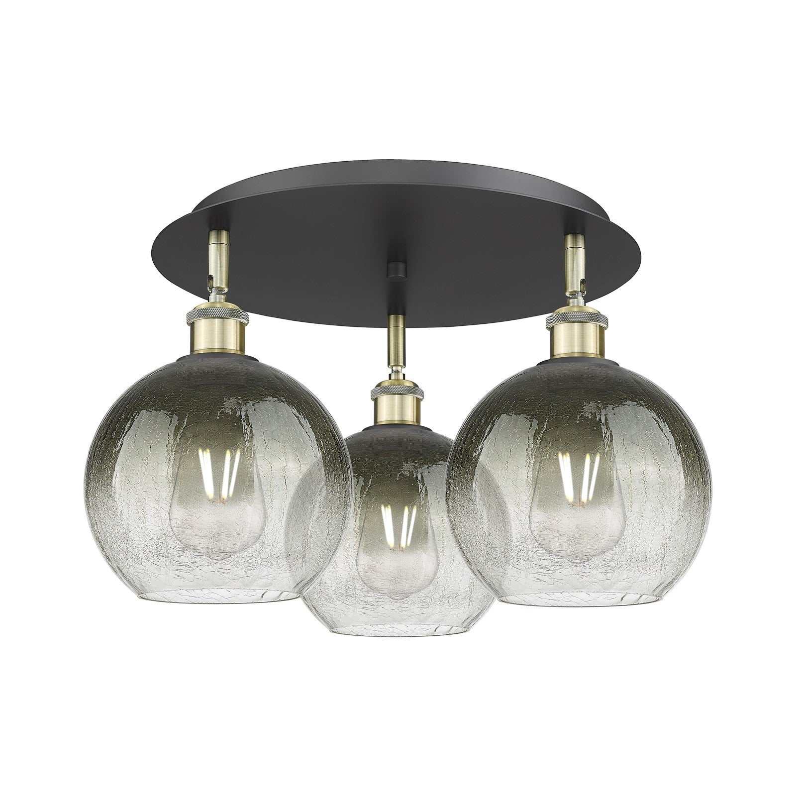 Innovations Brookhaven Globe 19.625in 3-Light Semi-Flush | Industrial Black Antique Brass and Slate Glass | Kitchen | Model 516-3C-BAB-G483-8SL
