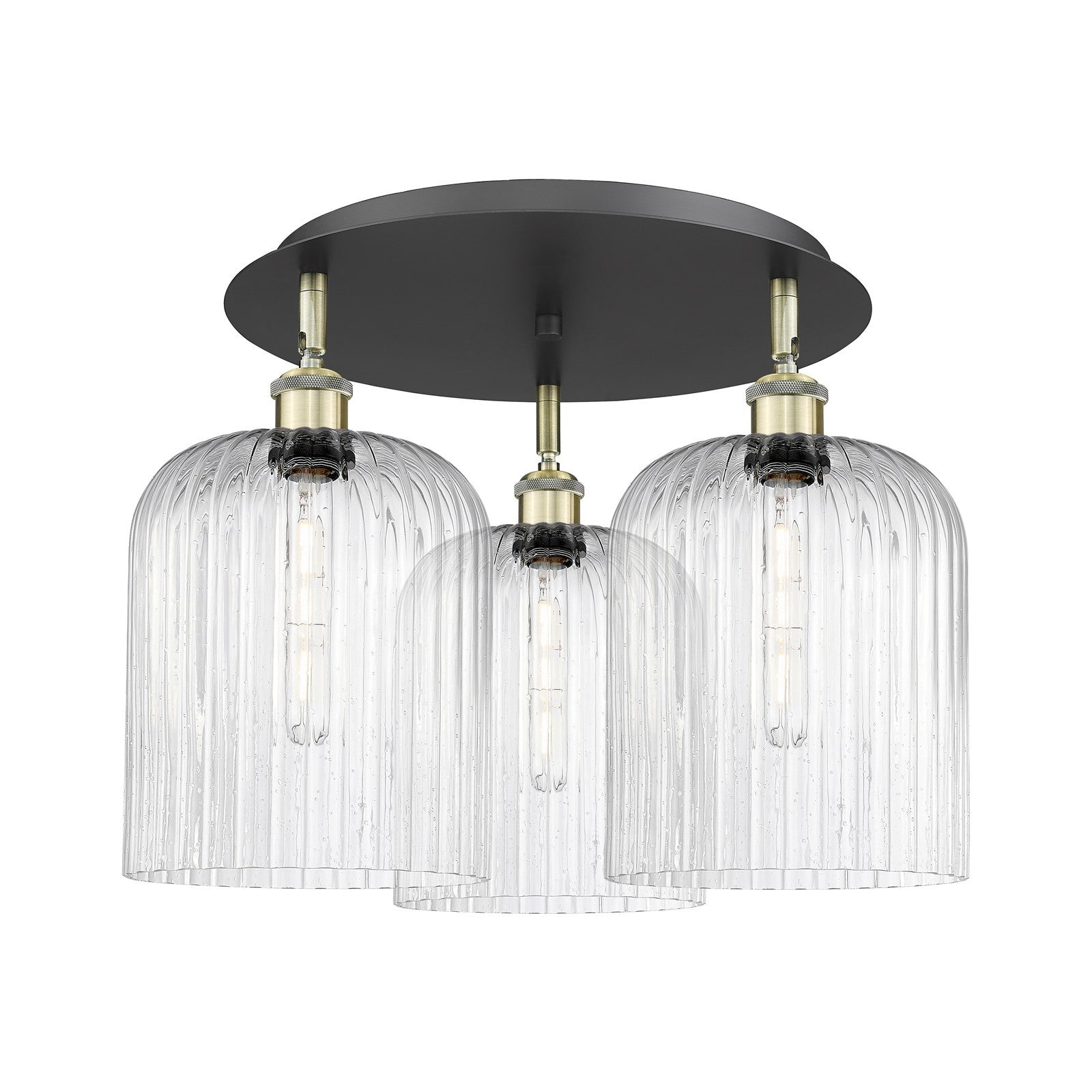 Innovations Bridal Veil 17in 3-Light Semi-Flush | Art Nouveau Black Antique Brass and Seedy Glass | Dining Room | Model 516-3C-BAB-G559-8SDY