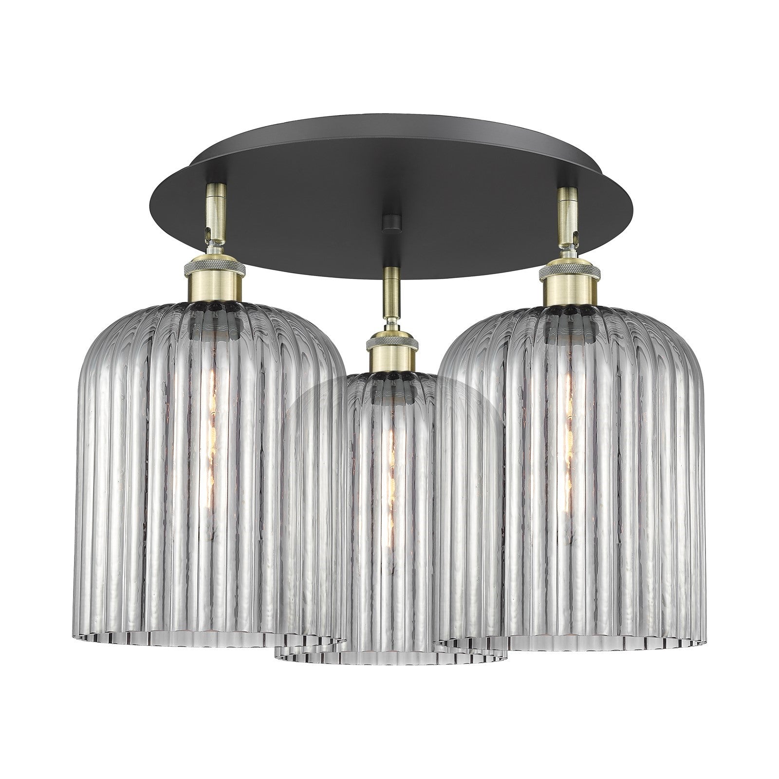 Innovations Bridal Veil 17in 3-Light Semi-Flush | Art Nouveau Black Antique Brass and Light Smoke Glass | Dining Room | Model 516-3C-BAB-G559-8SM