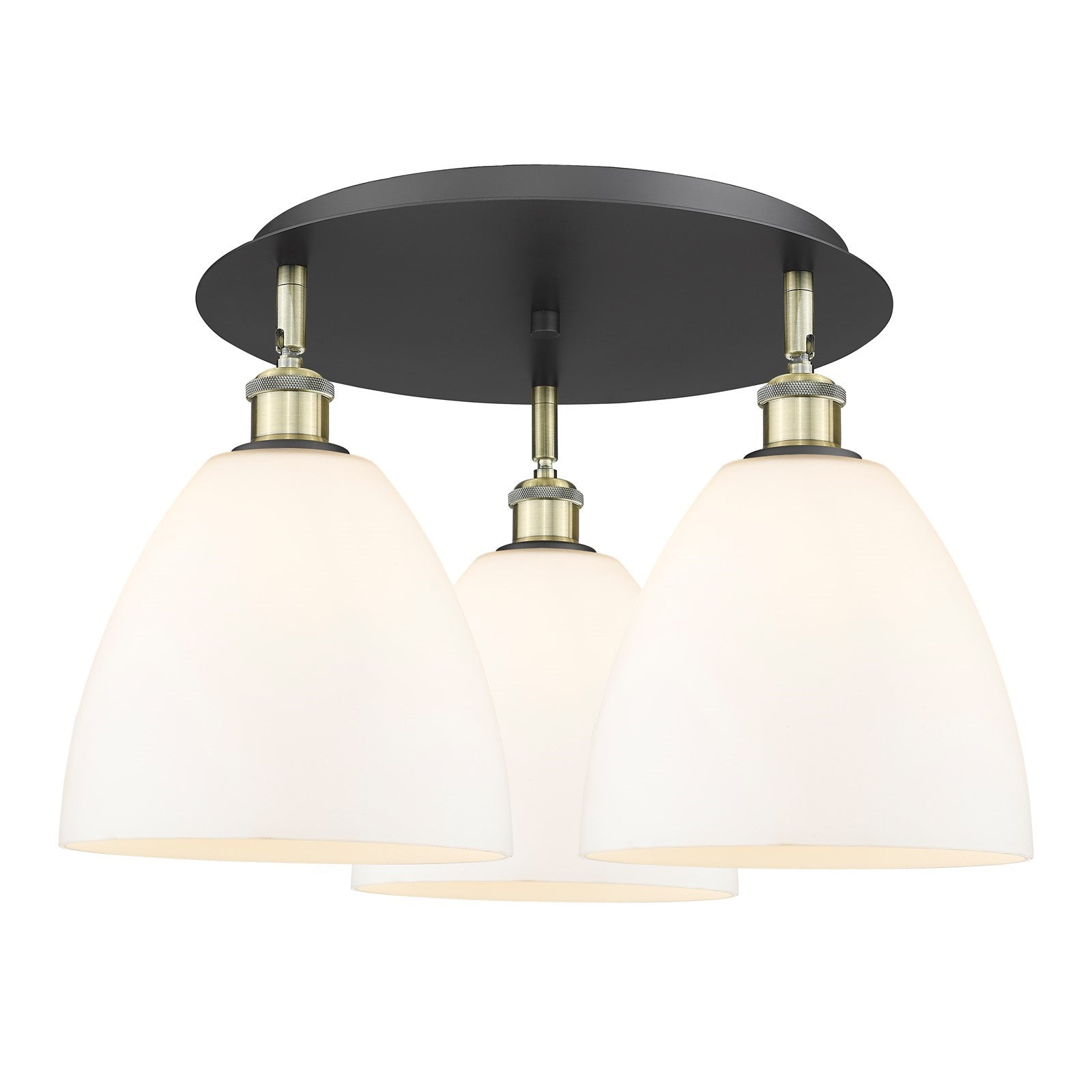 Innovations Bristol 20.75in 3-Light Semi-Flush | Industrial Black Antique Brass and Matte White Glass | Kitchen & Dining | Model 516-3C-BAB-GBD-91