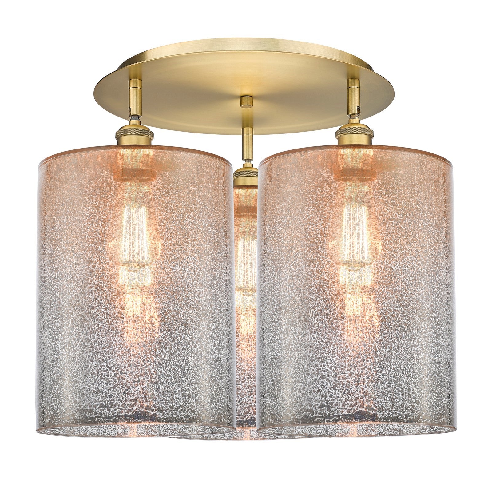 Innovations Cobbleskill 21in 3-Light Semi-Flush Mount | Industrial Brushed Brass and Mercury Glass | Kitchen & Dining Room | Model 516-3C-BB-G116-L