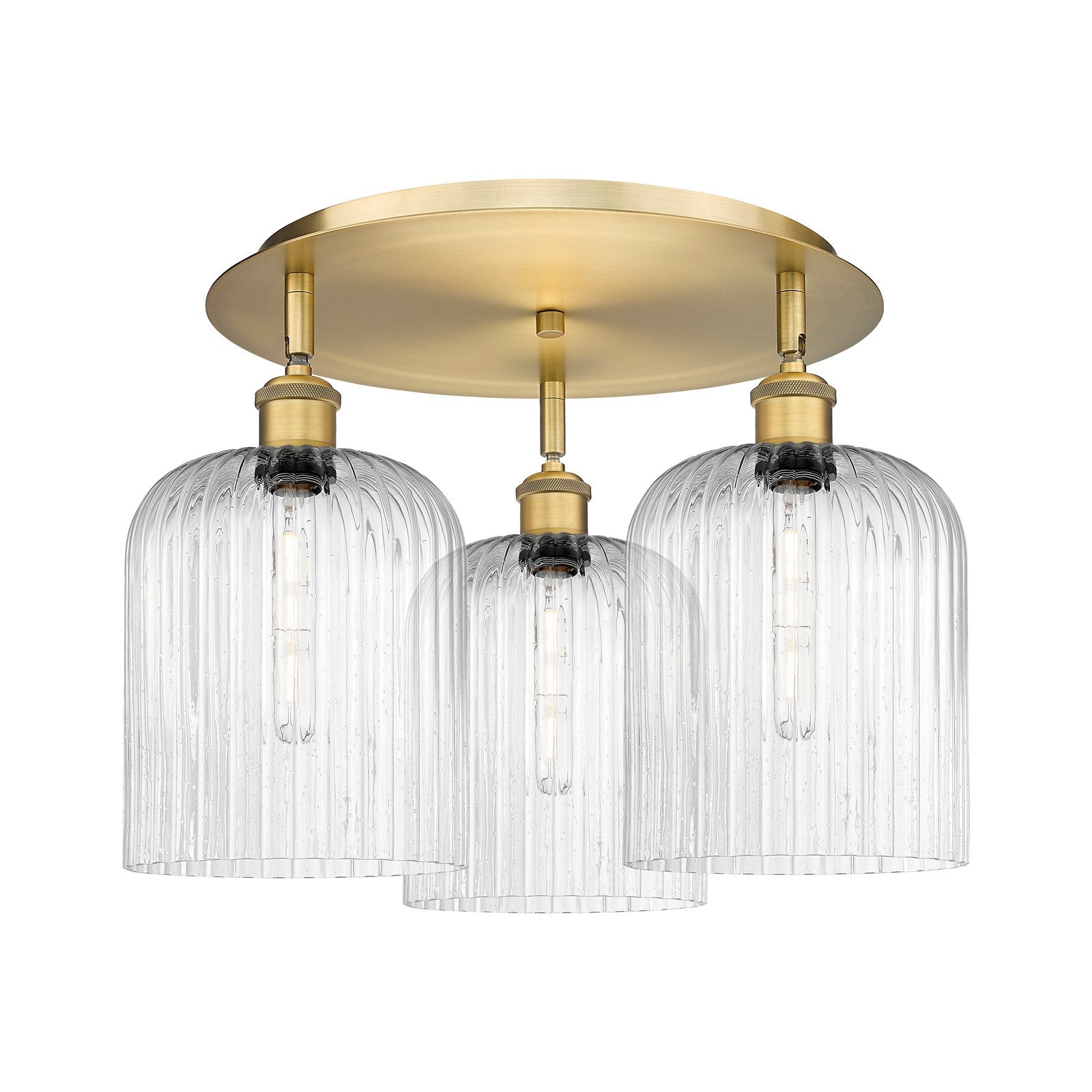 Innovations Bridal Veil 17in 3-Light Semi-Flush Mount | Art Nouveau Brushed Brass and Seedy Glass | Kitchen & Dining Room | Model 516-3C-BB-G559-8SDY