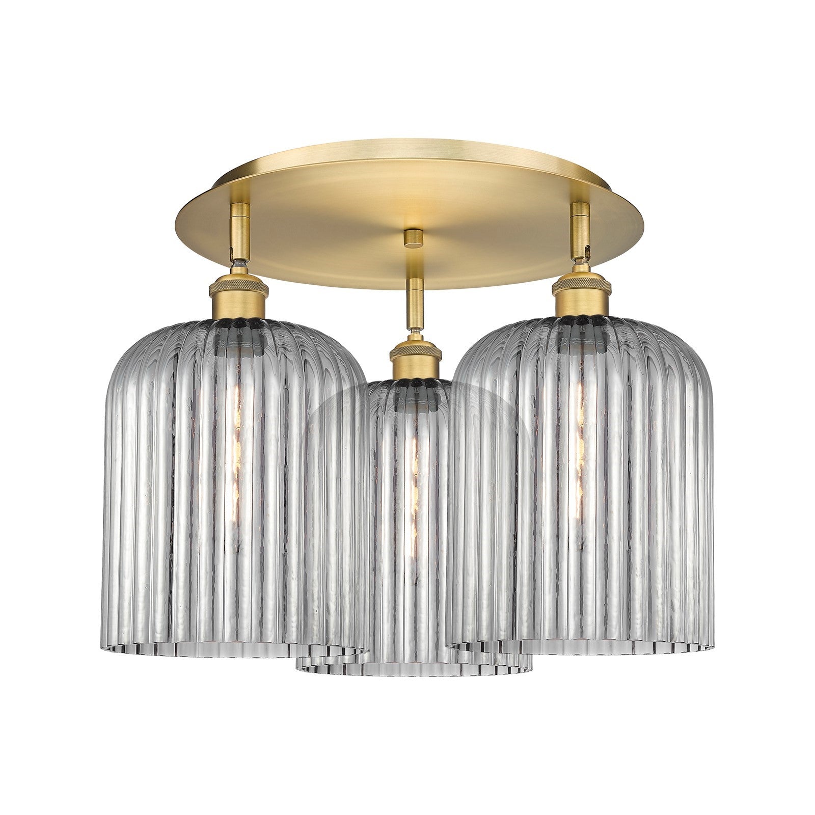Innovations Bridal Veil 17in 3-Light Semi-Flush Mount | Art Nouveau Brushed Brass and Light Smoke Glass | Kitchen & Dining | Model 516-3C-BB-G559-8SM