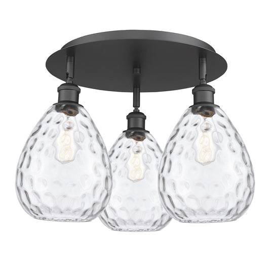 Innovations Waverly 20in 3-Light Semi-Flush | Industrial Matte Black and Clear Glass | Kitchen & Hallway | Model 516-3C-BK-G372