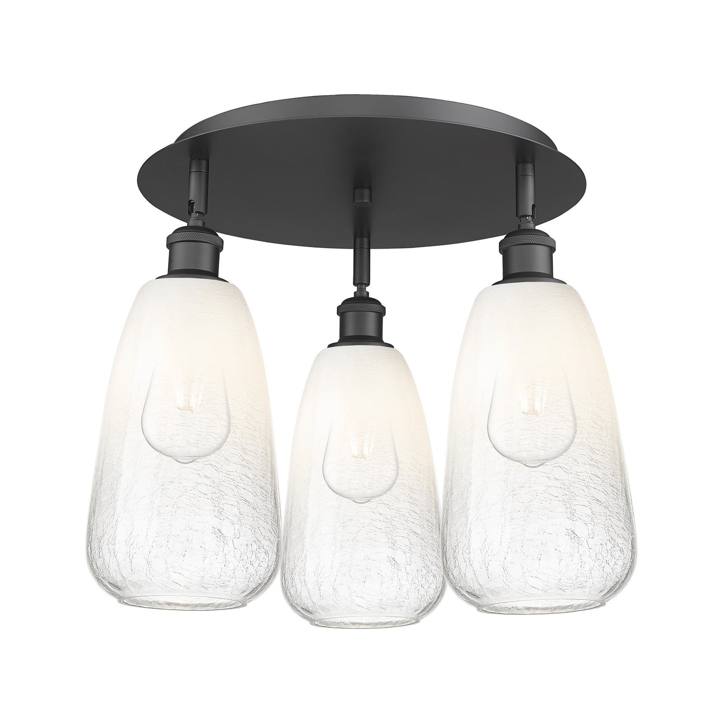 Innovations Brookhaven Almond 17.75in 3-Light Semi-Flush | Industrial Matte Black and Opal Glass | Kitchen & Dining Room | Model 516-3C-BK-G480-6OP