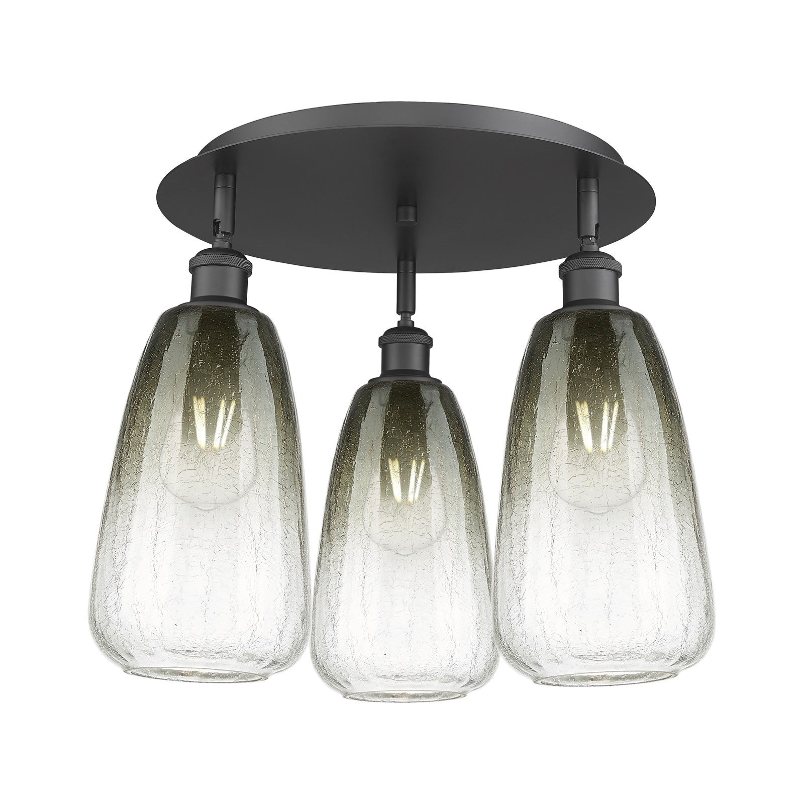Innovations Brookhaven Almond 17.75in 3-Light Semi-Flush | Industrial Matte Black and Slate Glass | Kitchen & Dining Room | Model 516-3C-BK-G480-6SL