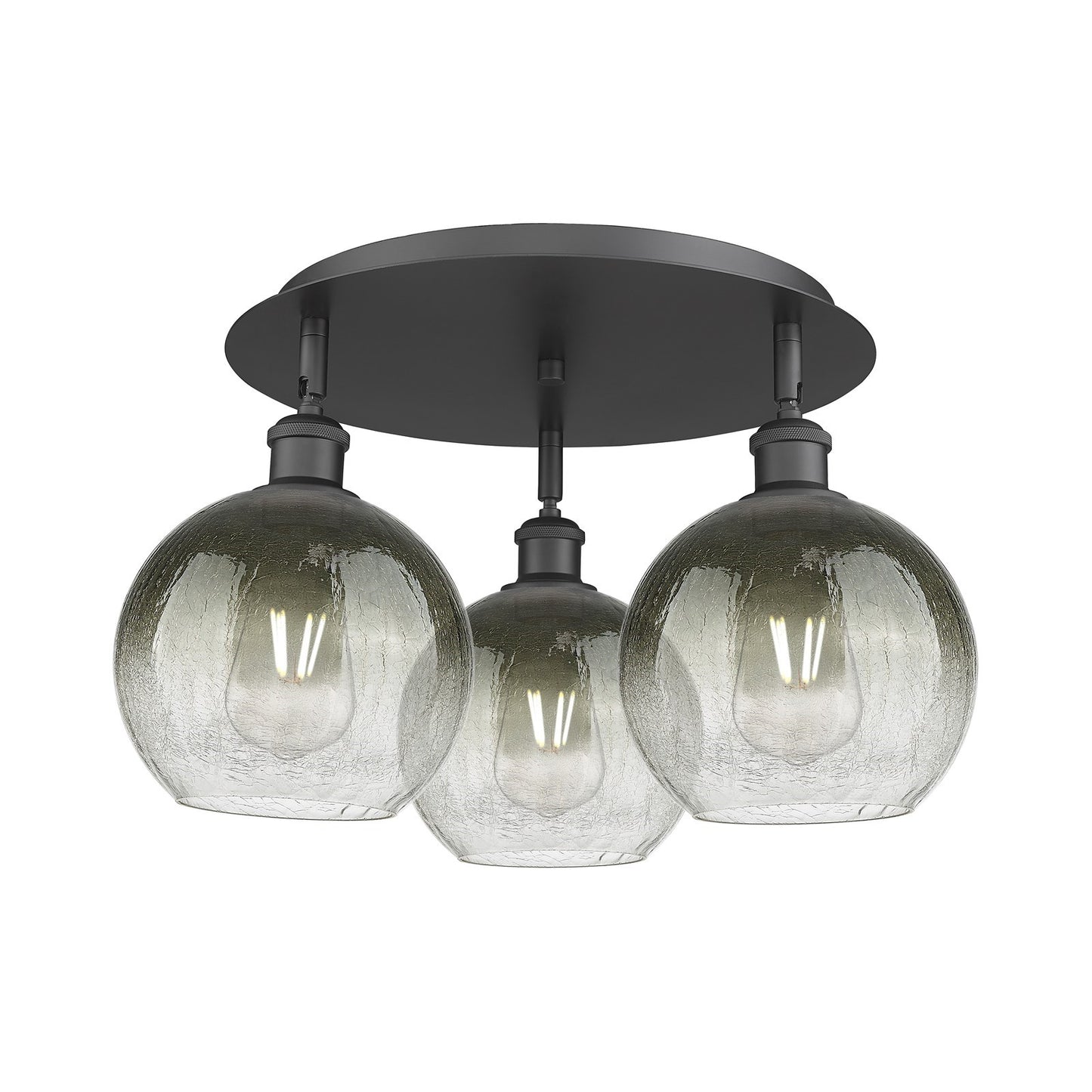 Innovations Brookhaven Globe 20in 3-Light Semi-Flush | Industrial Matte Black and Slate Glass | Kitchen & Hallway | Model 516-3C-BK-G483-8SL