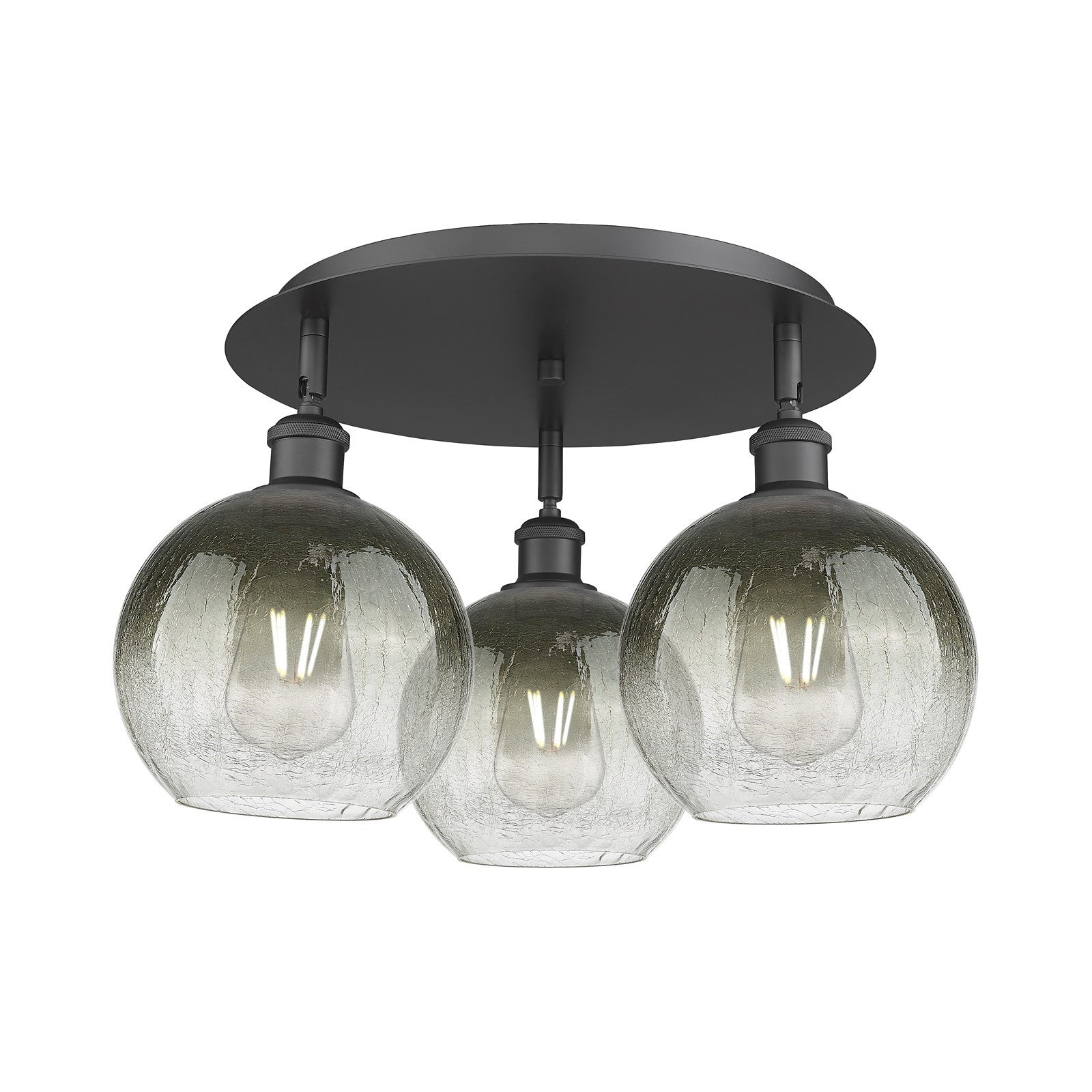 Innovations Brookhaven Globe 20in 3-Light Semi-Flush | Industrial Matte Black and Slate Glass | Kitchen & Hallway | Model 516-3C-BK-G483-8SL