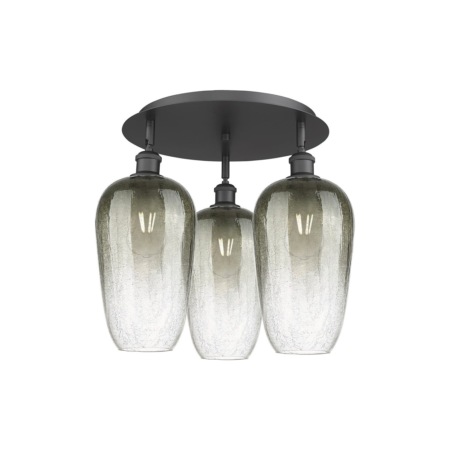 Innovations Brookhaven Flute 19in 3-Light Semi-Flush | Industrial Matte Black and Slate Glass | Kitchen & Dining Room | Model 516-3C-BK-G484-7SL