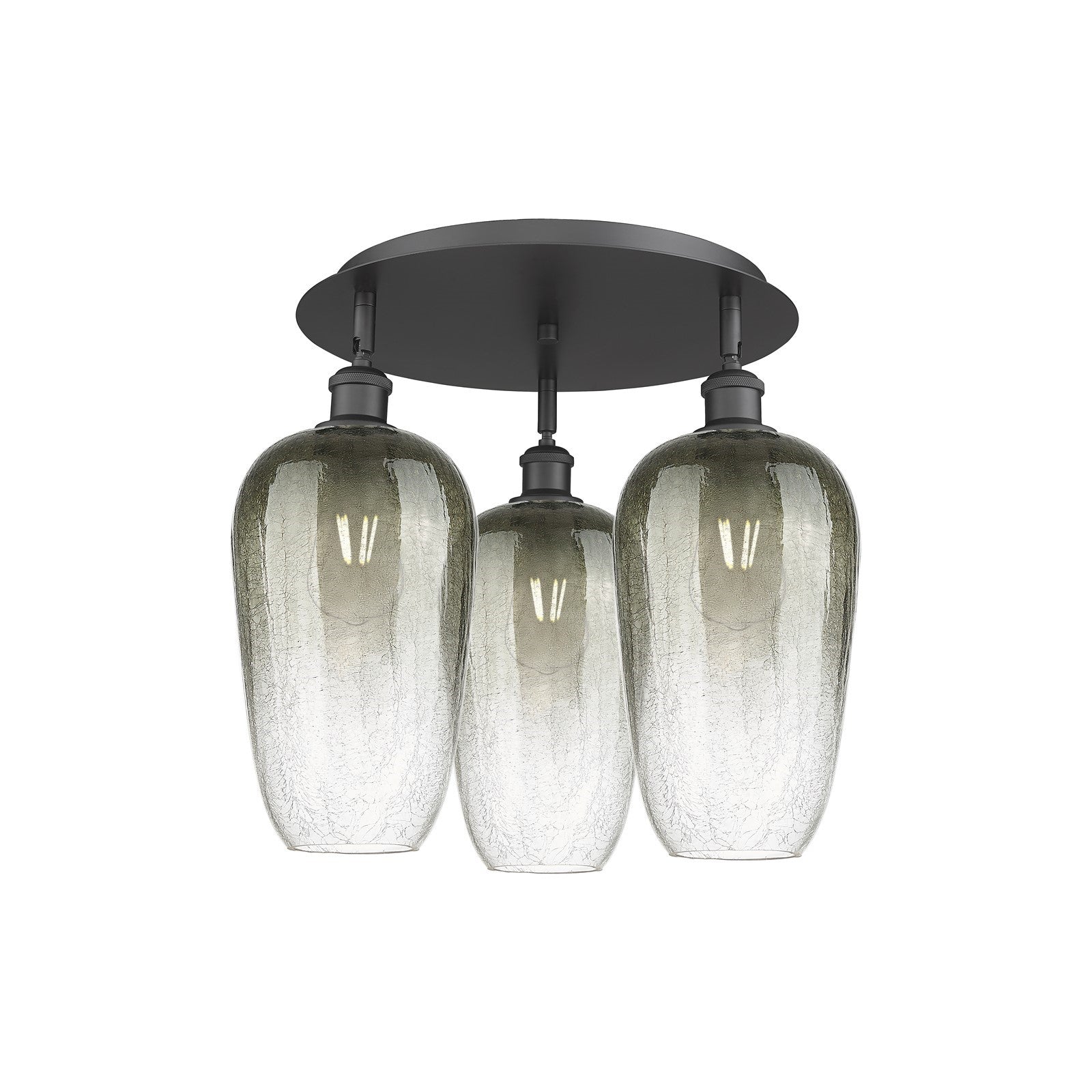 Innovations Brookhaven Flute 19in 3-Light Semi-Flush | Industrial Matte Black and Slate Glass | Kitchen & Dining Room | Model 516-3C-BK-G484-7SL