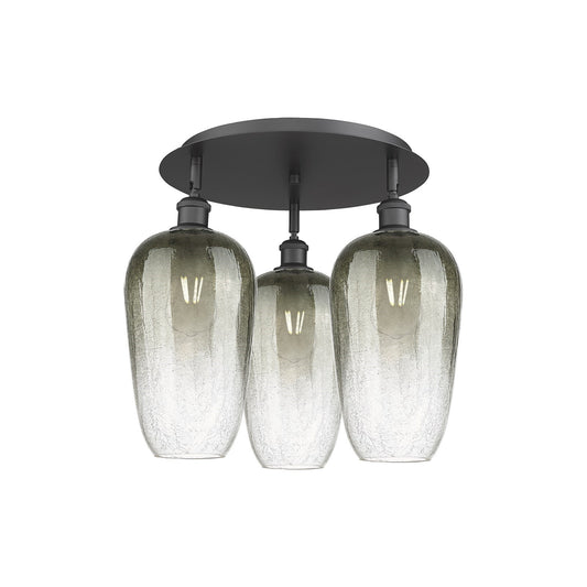 Innovations Brookhaven Flute 19in 3-Light Semi-Flush | Industrial Matte Black and Slate Glass | Kitchen & Dining Room | Model 516-3C-BK-G484-7SL