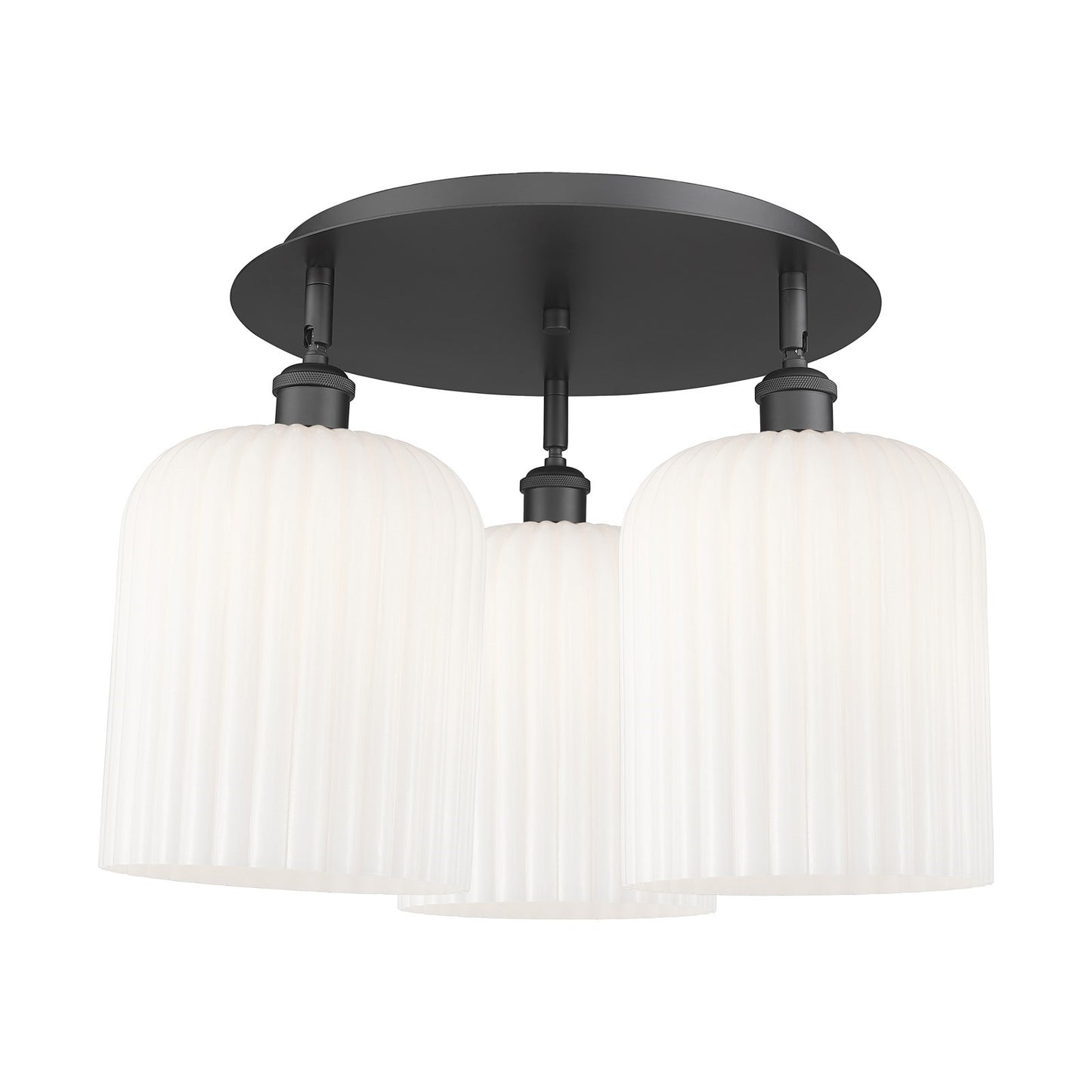 Innovations Bridal Veil 17in 3-Light Semi-Flush | Art Nouveau Matte Black and Gloss White Glass | Entryway & Dining Room | Model 516-3C-BK-G559-8GWH