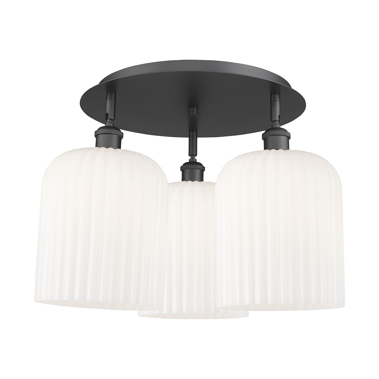 Innovations Bridal Veil 17in 3-Light Semi-Flush | Art Nouveau Matte Black and Gloss White Glass | Entryway & Dining Room | Model 516-3C-BK-G559-8GWH