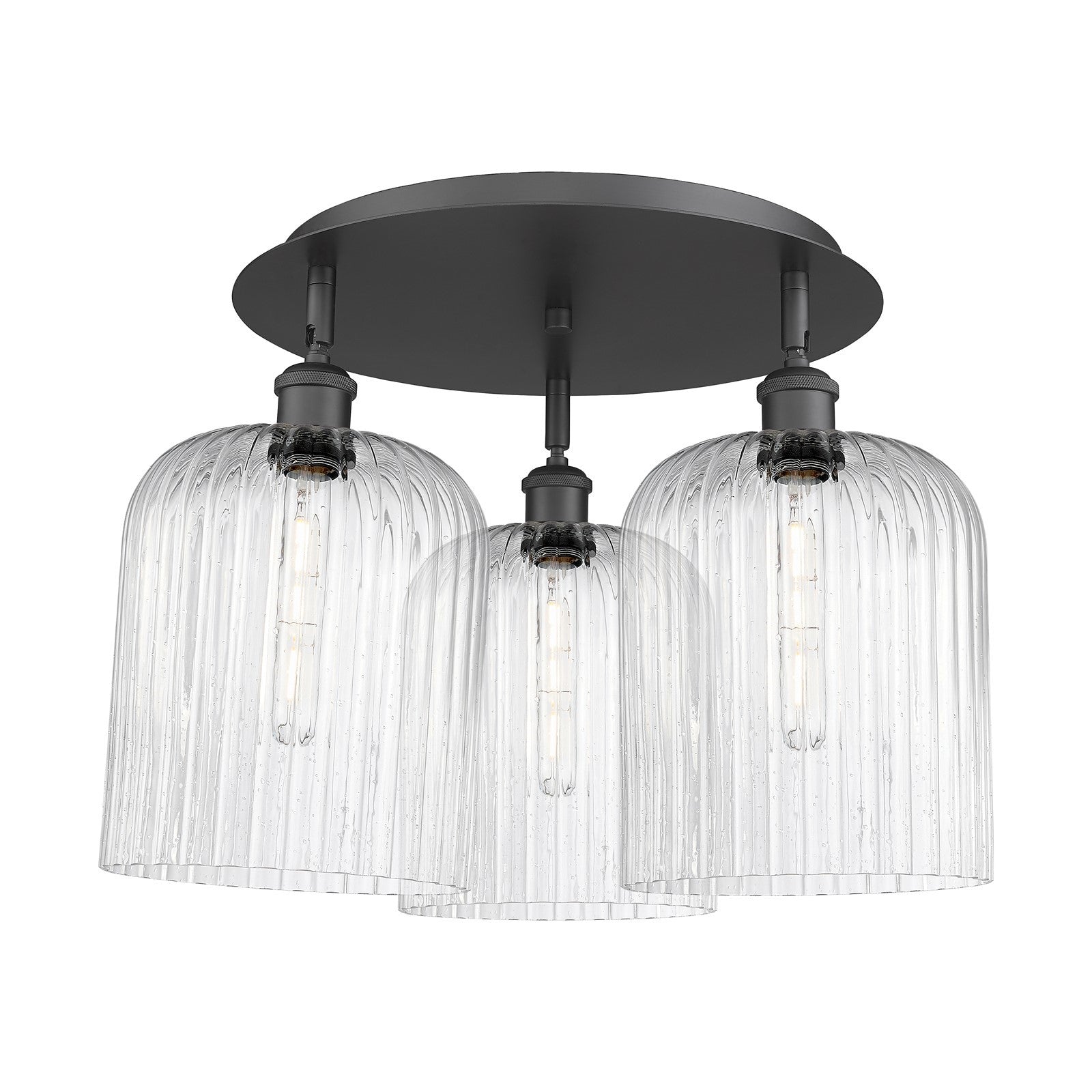 Innovations Bridal Veil 17in 3-Light Semi-Flush | Art Nouveau Matte Black and Seedy Glass | Kitchen & Dining Room | Model 516-3C-BK-G559-8SDY