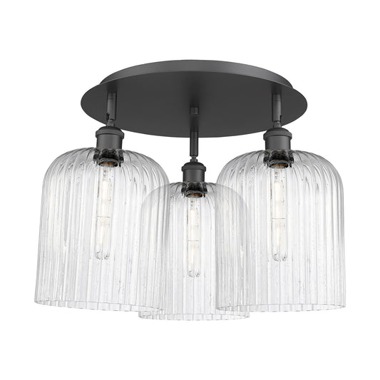 Innovations Bridal Veil 17in 3-Light Semi-Flush | Art Nouveau Matte Black and Seedy Glass | Kitchen & Dining Room | Model 516-3C-BK-G559-8SDY