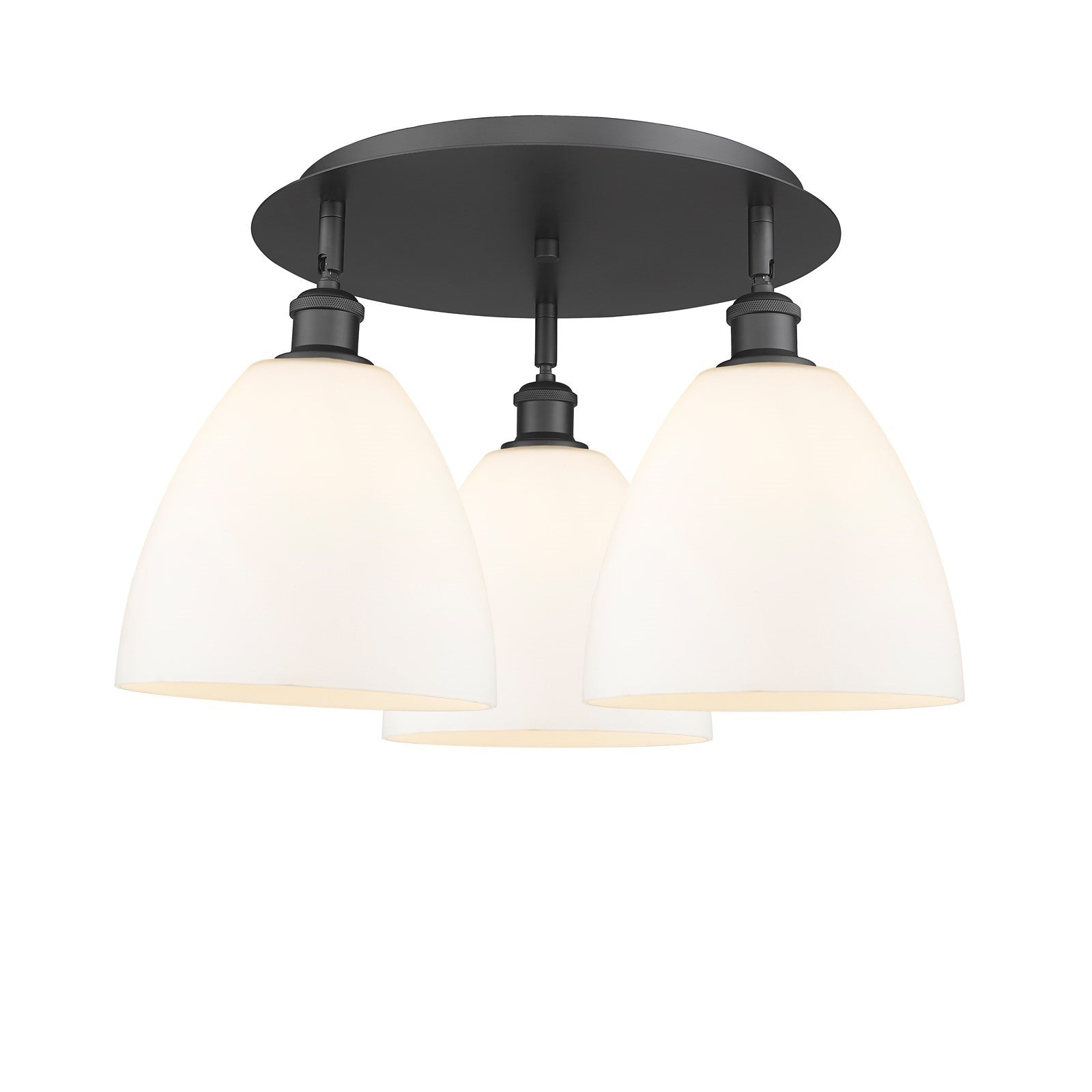 Innovations Bristol 21in 3-Light Semi-Flush | Industrial Matte Black and Matte White Glass | Kitchen & Dining Room | Model 516-3C-BK-GBD-91