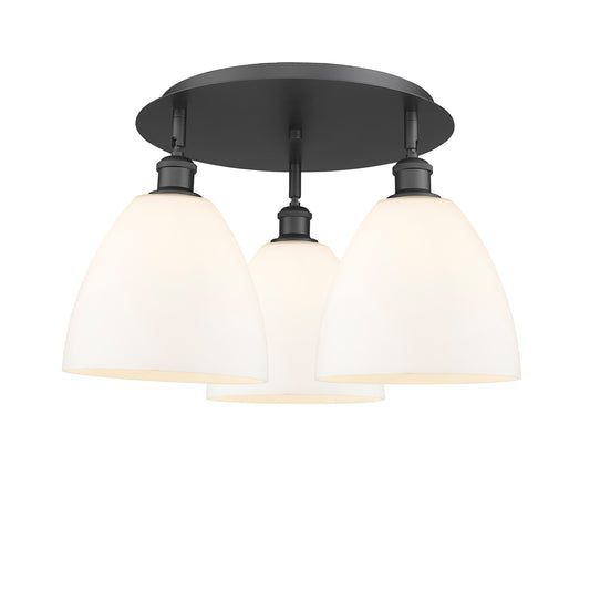 Innovations Bristol 21in 3-Light Semi-Flush | Industrial Matte Black and Matte White Glass | Kitchen & Dining Room | Model 516-3C-BK-GBD-91