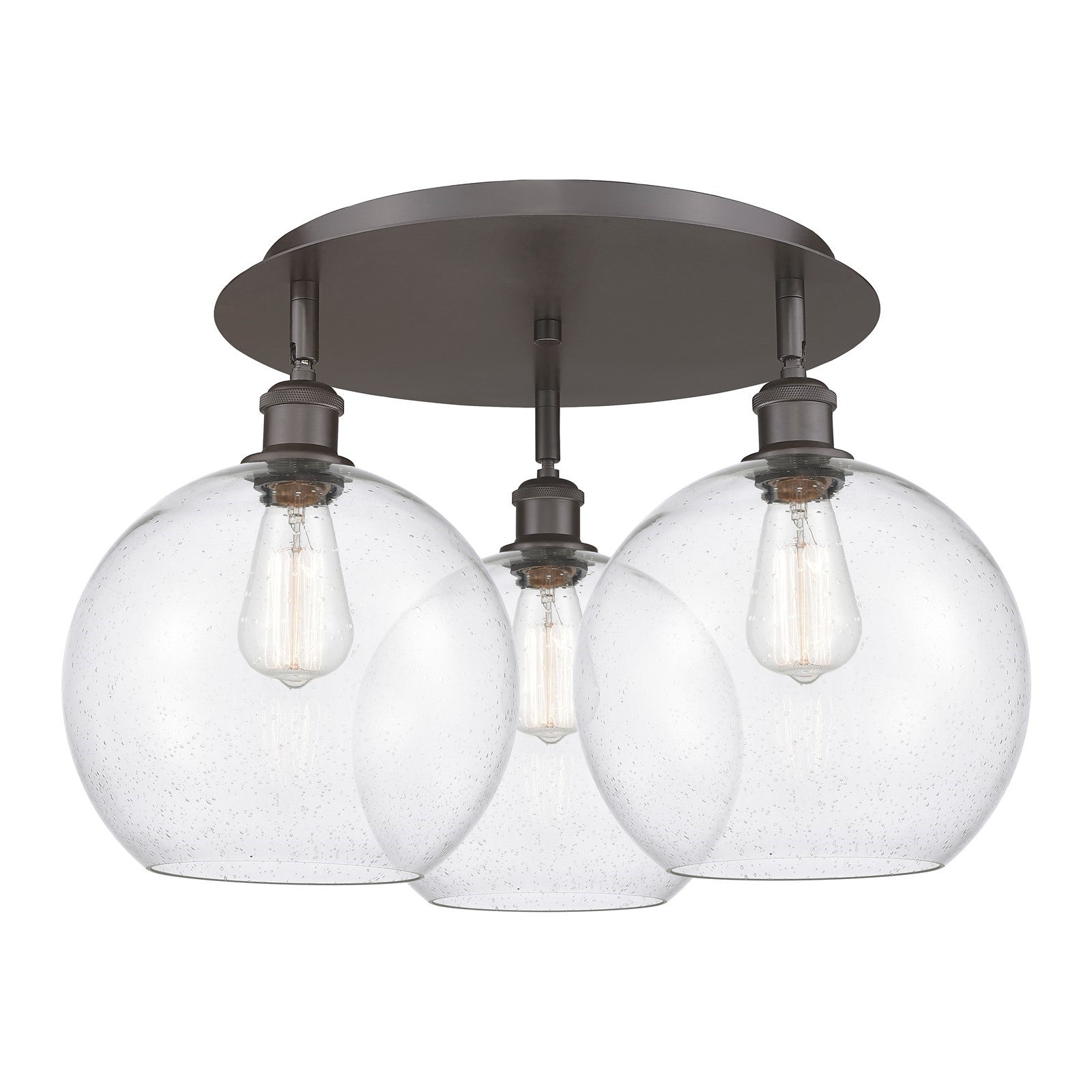 Innovations Athens 22in 3-Light Semi-Flush Mount | Industrial Oil Rubbed Bronze and Seedy Glass | Kitchen & Dining Room | Model 516-3C-OB-G124-10