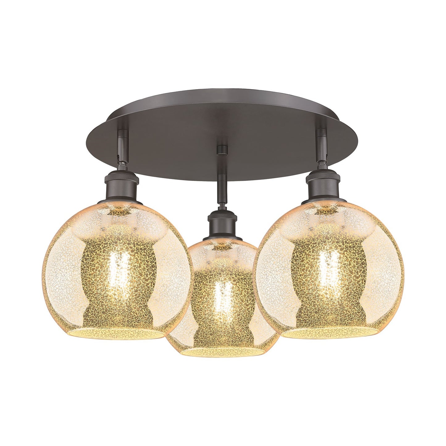 Innovations Athens 20in 3-Light Semi-Flush | Industrial Oil Rubbed Bronze and Mercury Glass | Kitchen & Dining Room | Model 516-3C-OB-G128-8