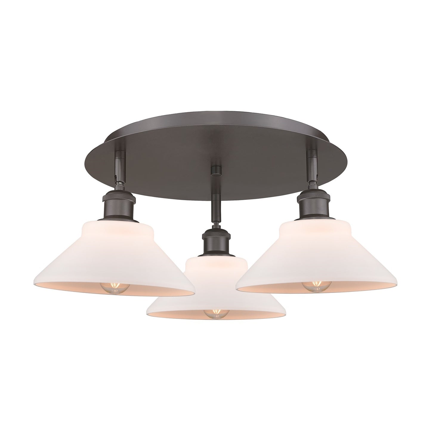 Innovations Orwell 20in 3-Light Semi-Flush | Industrial Oil Rubbed Bronze and Matte White Glass | Kitchen & Hallway | Model 516-3C-OB-G131